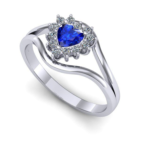 Inel de logodna din aur alb cu safir