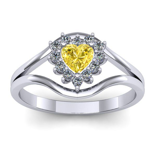 Inel cu safir galben inima