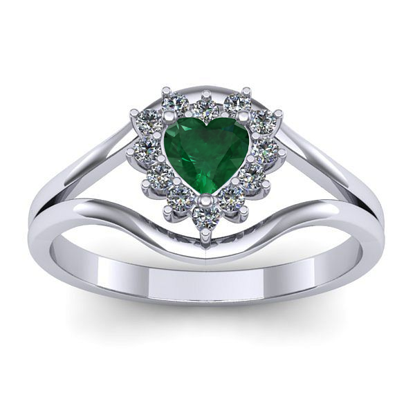 Inel de logodna cu smarald inima