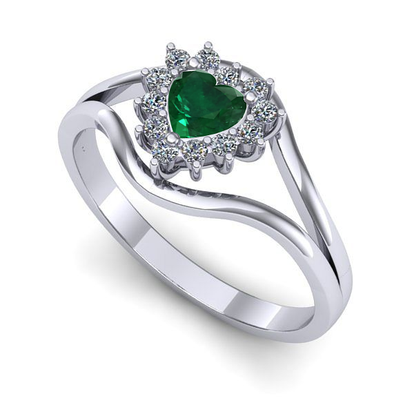 Inel de logodna din aur alb cu smarald