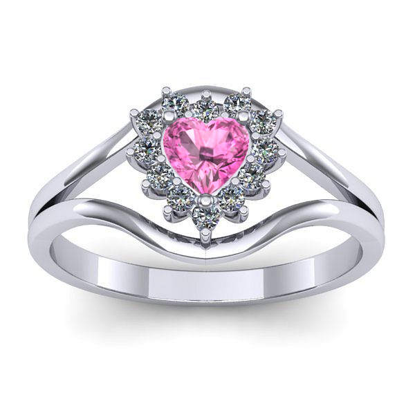 Inel logodna cu safir roz inima