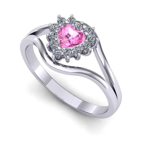 Inel de logodna din aur alb cu safir roz