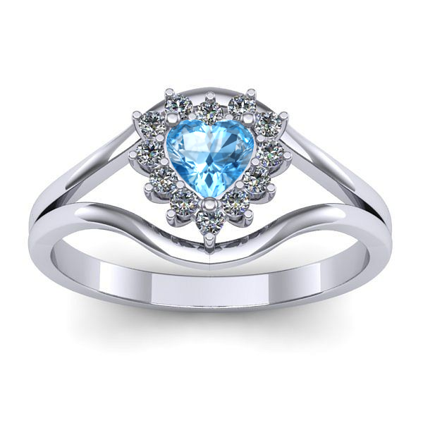 Inel logodna cu topaz blue inima