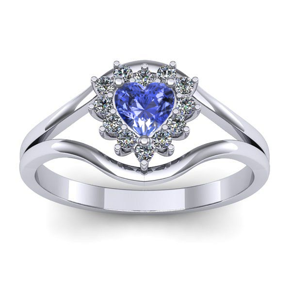 Inel cu tanzanit inima