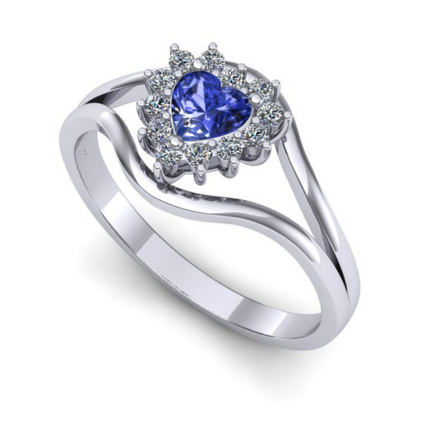 Inel din aur alb cu tanzanit