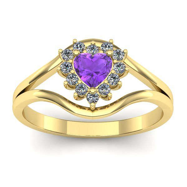 Inel cu ametist inima