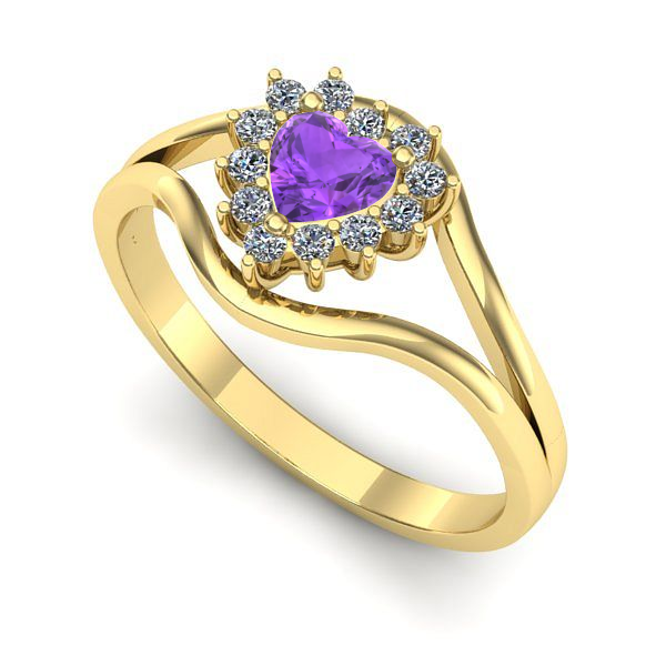 Inel din aur galben cu ametist