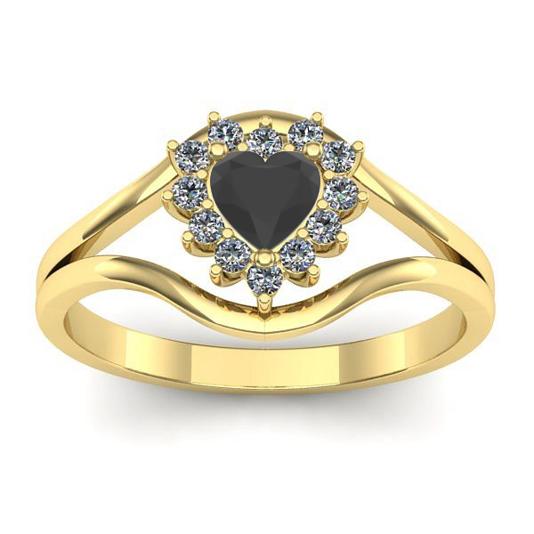 Inel logodna cu diamant negru inima