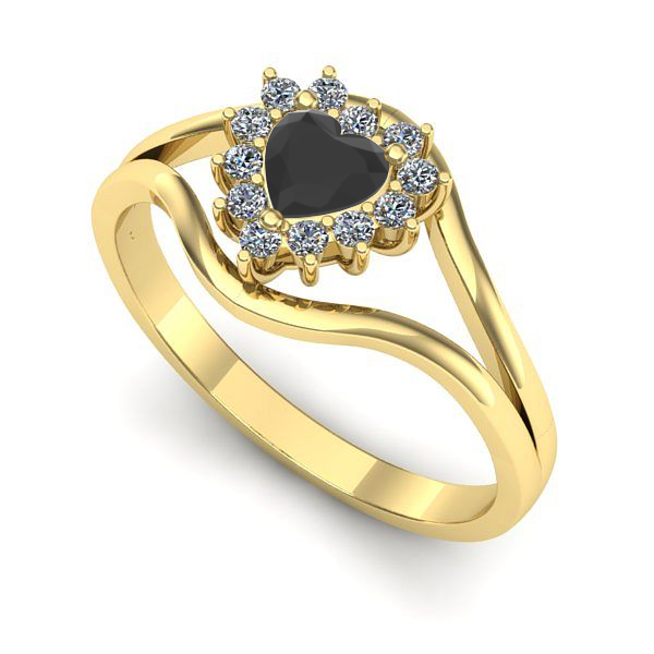 Inel din aur galben cu diamant negru