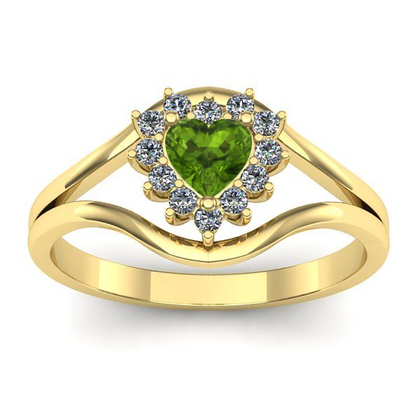 Inel de logodna cu peridot inima