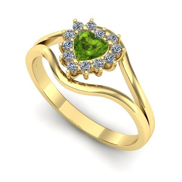 Inel logodna din aur galben cu peridot