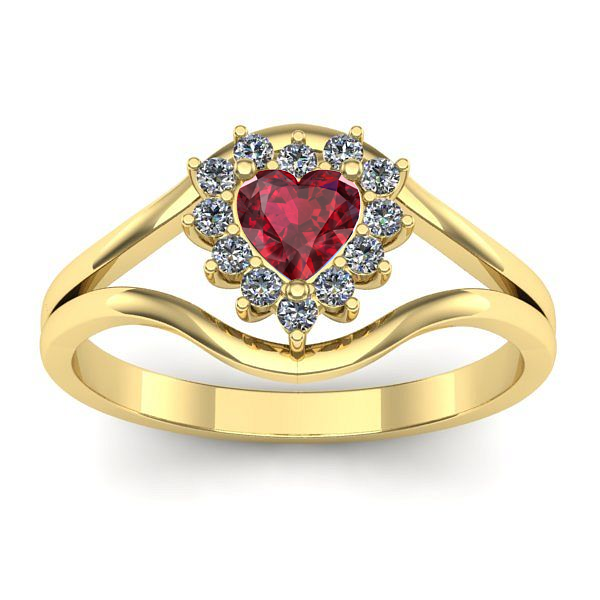 Inel cu rubin inima