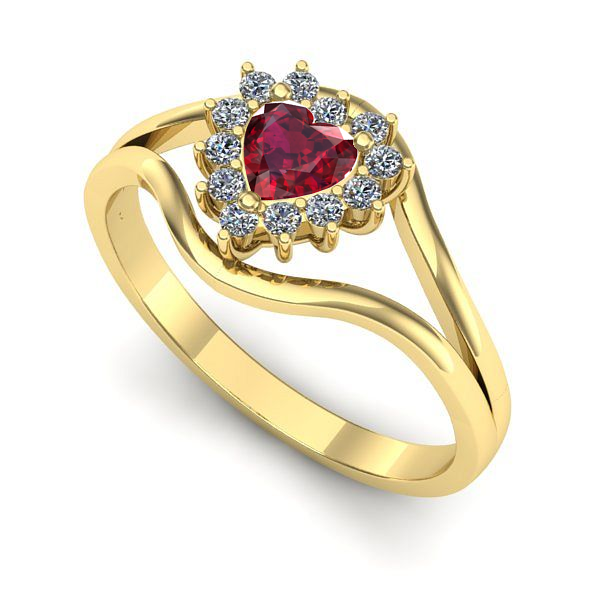 Inel de logodna din aur galben cu rubin