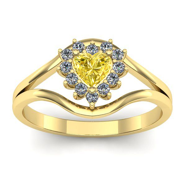 Inel de logodna cu safir galben inima