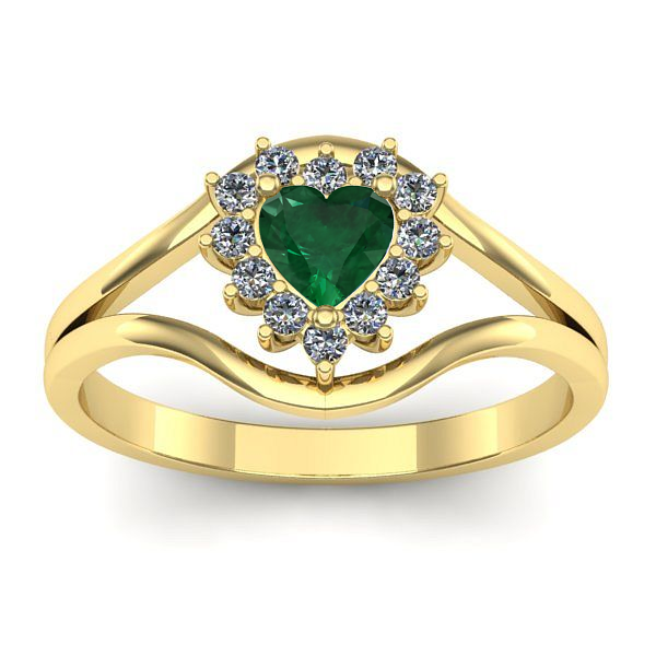 Inel de logodna cu smarald inima