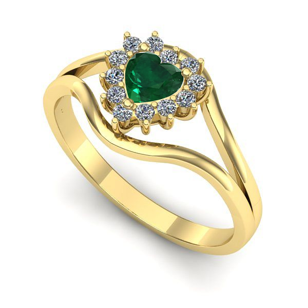 Inel de logodna din aur galben cu smarald