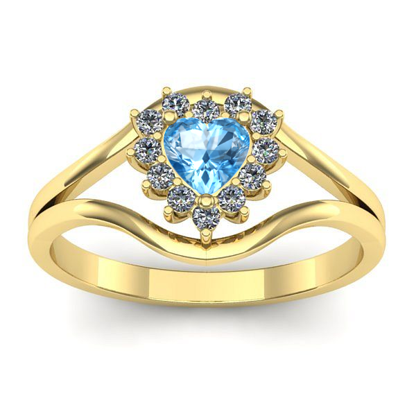 Inel cu topaz blue inima