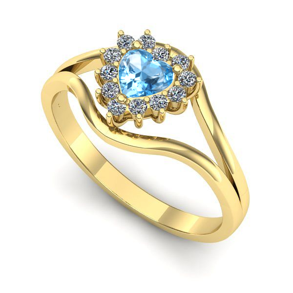 Inel logodna din aur galben cu topaz blue
