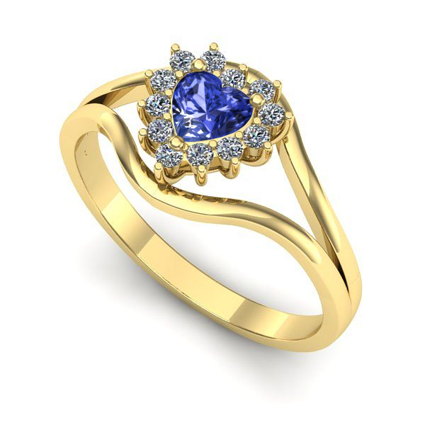 Inel de logodna din aur galben cu tanzanit