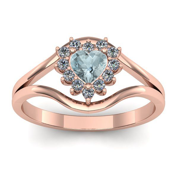 Inel logodna cu aquamarin inima