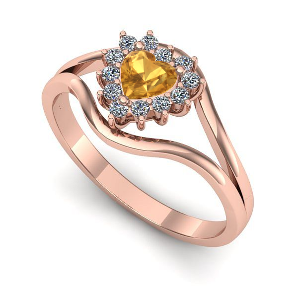 Inel din aur roz cu citrin