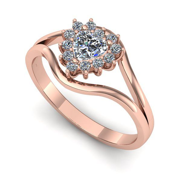 Inel logodna din aur roz cu diamant