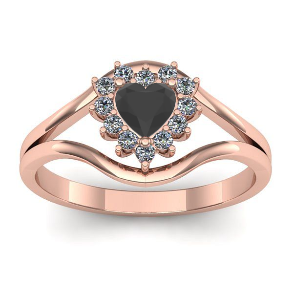 Inel de logodna cu diamant negru inima
