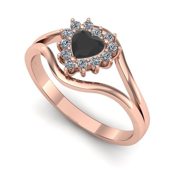 Inel logodna din aur roz cu diamant negru