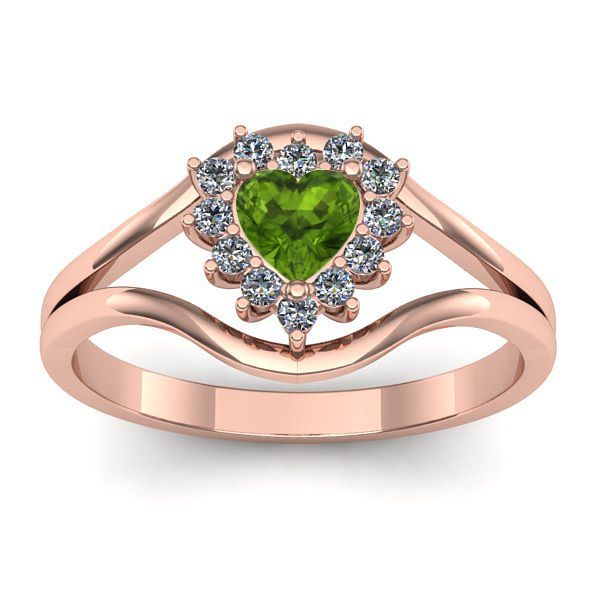 Inel logodna cu peridot inima