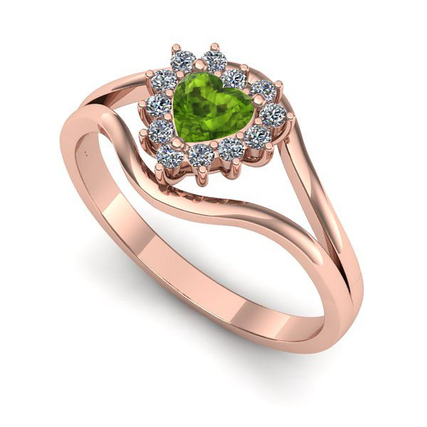 Inel de logodna din aur roz cu peridot