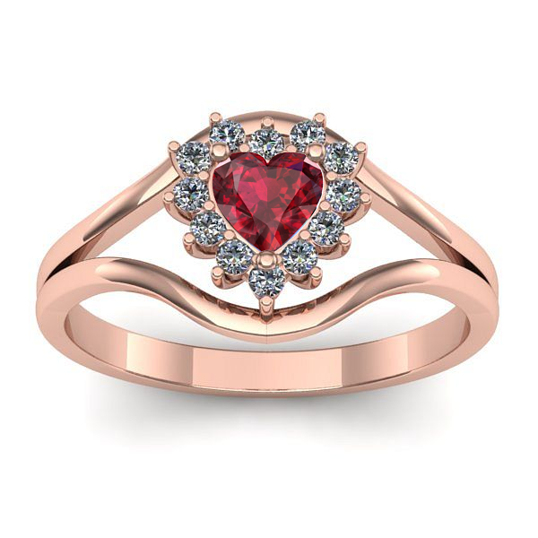 Inel logodna cu rubin inima