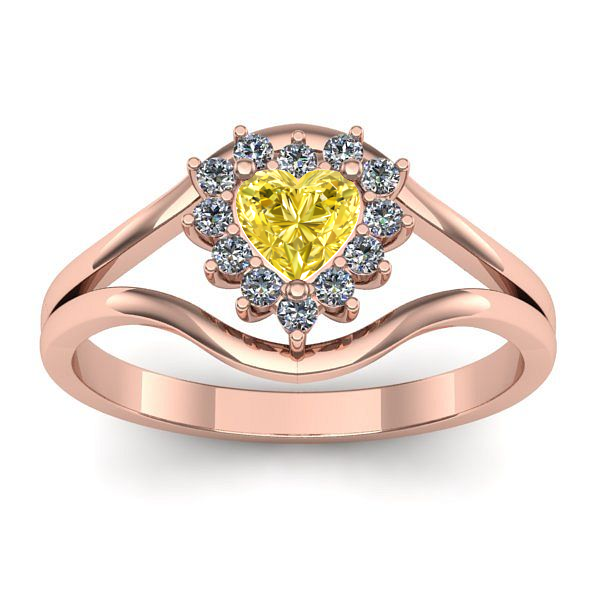 Inel logodna cu safir galben inima