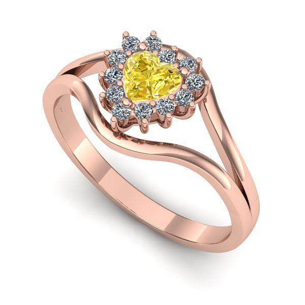 Inel din aur roz cu safir galben