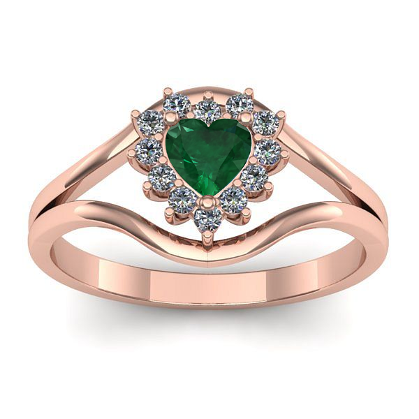 Inel logodna cu smarald inima