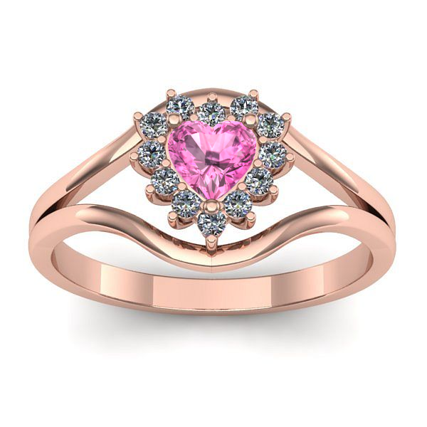 Inel de logodna cu safir roz inima