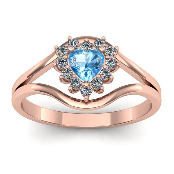 Inel cu topaz blue inima