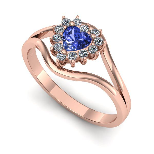Inel de logodna din aur roz cu tanzanit