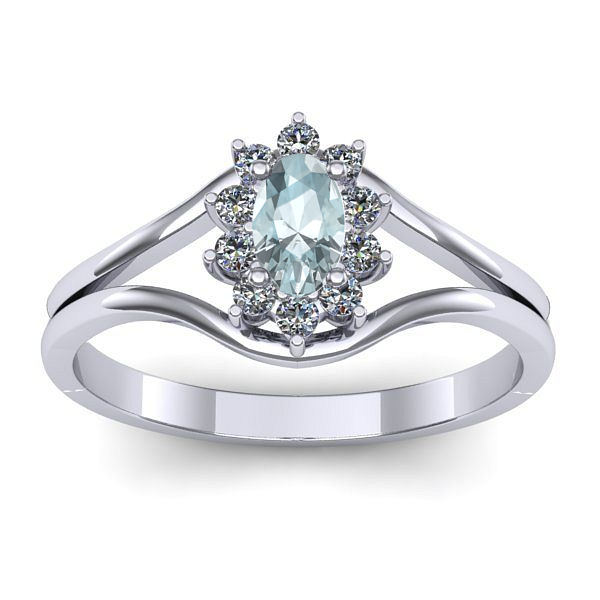 Inel logodna cu aquamarin oval