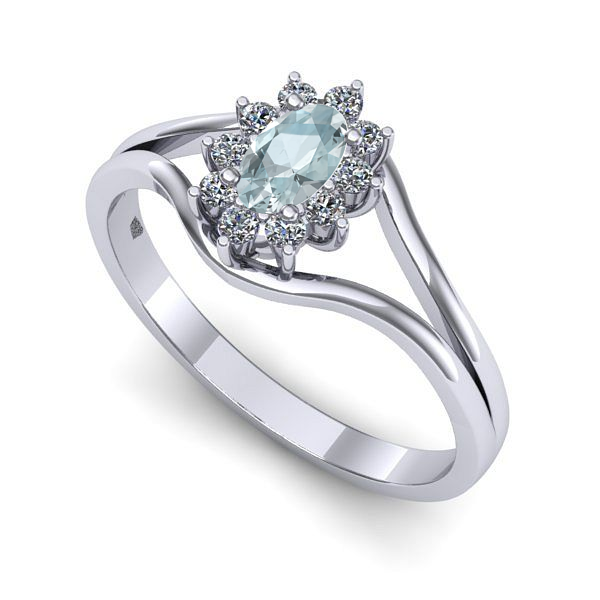 Inel din aur alb cu aquamarin