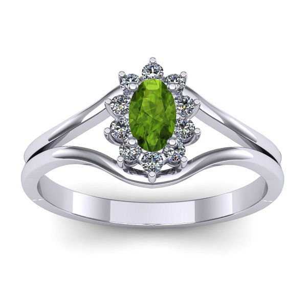 Inel de logodna cu peridot oval