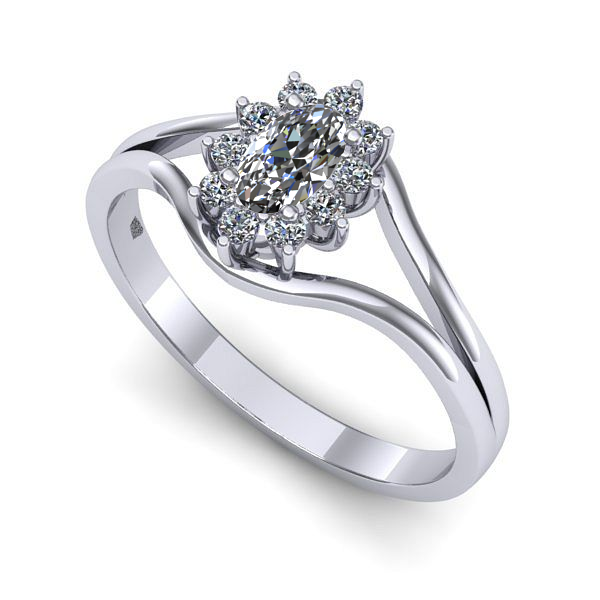 Inel de logodna din aur alb cu safir alb