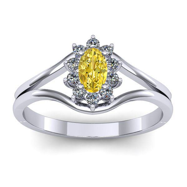 Inel cu safir galben oval