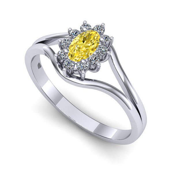 Inel din aur alb cu safir galben