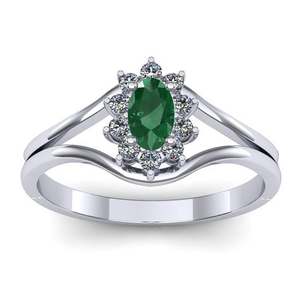Inel logodna cu smarald oval