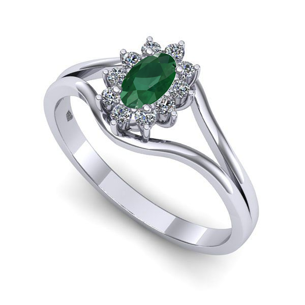 Inel din aur alb cu smarald