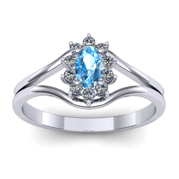 Inel de logodna cu topaz blue oval