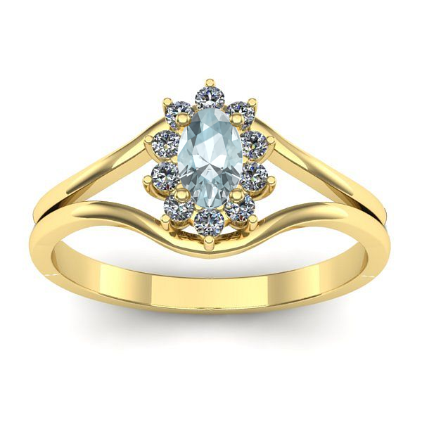 Inel de logodna cu aquamarin oval