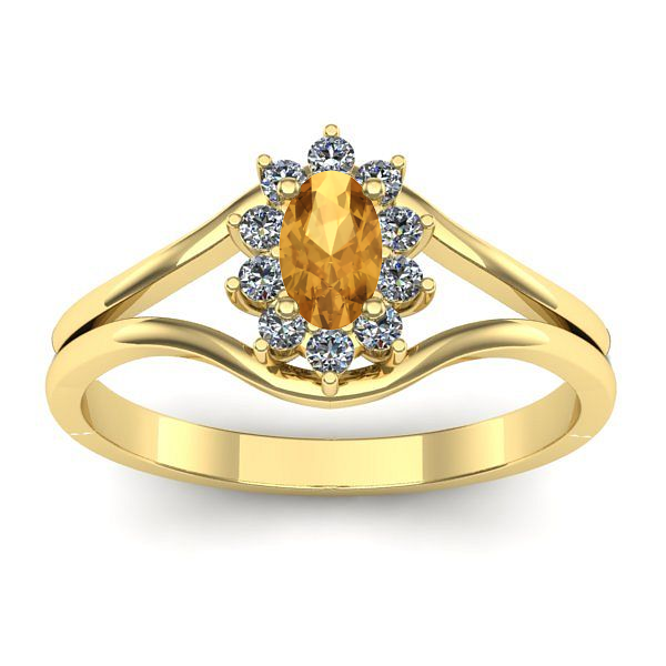 Inel logodna cu citrin oval