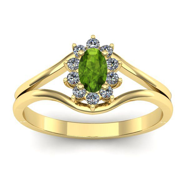 Inel de logodna cu peridot oval