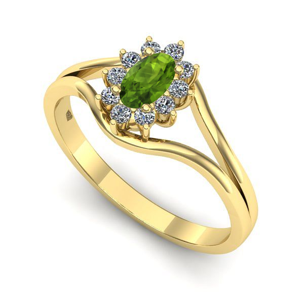Inel logodna din aur galben cu peridot